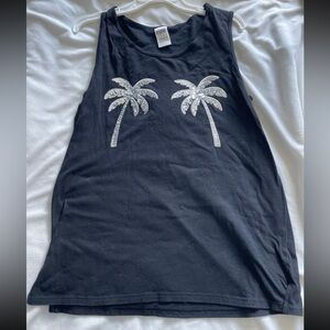 VS Victoria’s Secret PINK black sequins palm trees tank top fits medium large